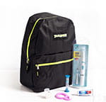 Backpack with dental supplies