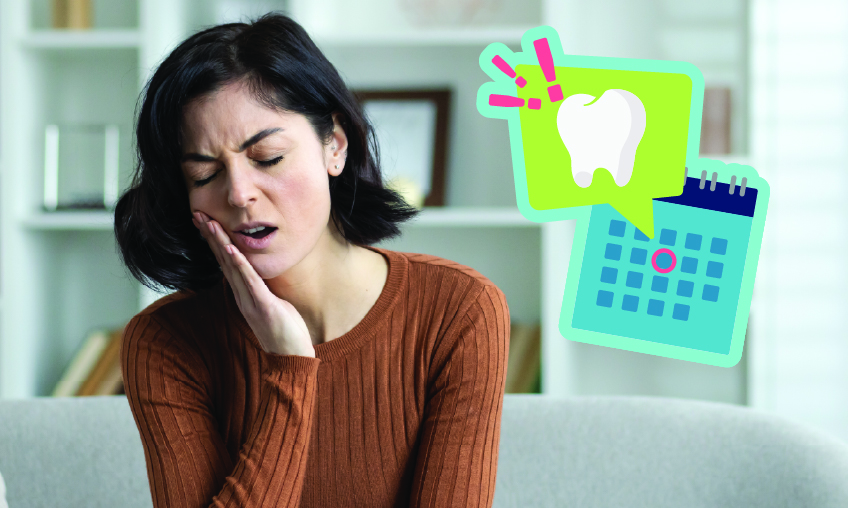 A woman and a man frown and hold the side of their face because of toothache pain.